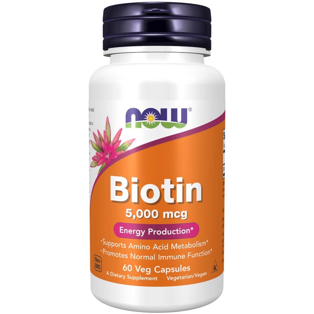 Now® Foods NOW Biotin, 5000 ug, 60 rostlinných kapslí Obrázek