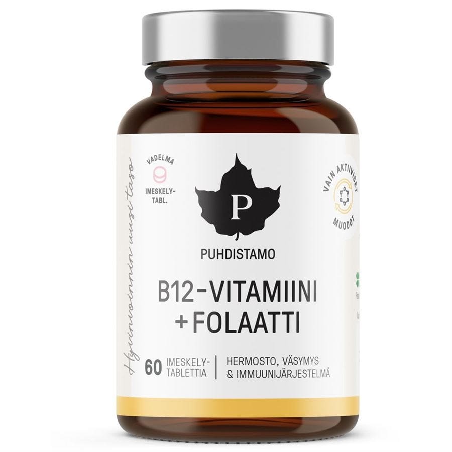 Puhdistamo Vitamin B12 Folate malina 60 pastilek
