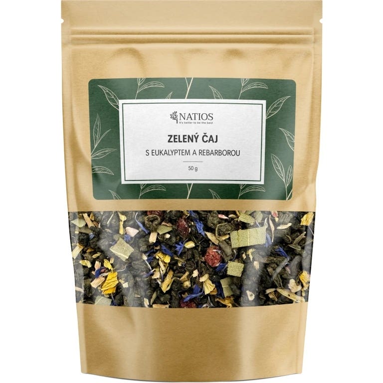 Natios Zelený listový čaj s eukalyptem a rebarborou sypaný 50 g
