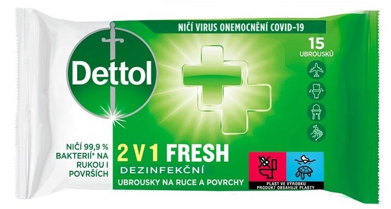 Dettol Dezinfekční ubrousky 2v1 15 ks
