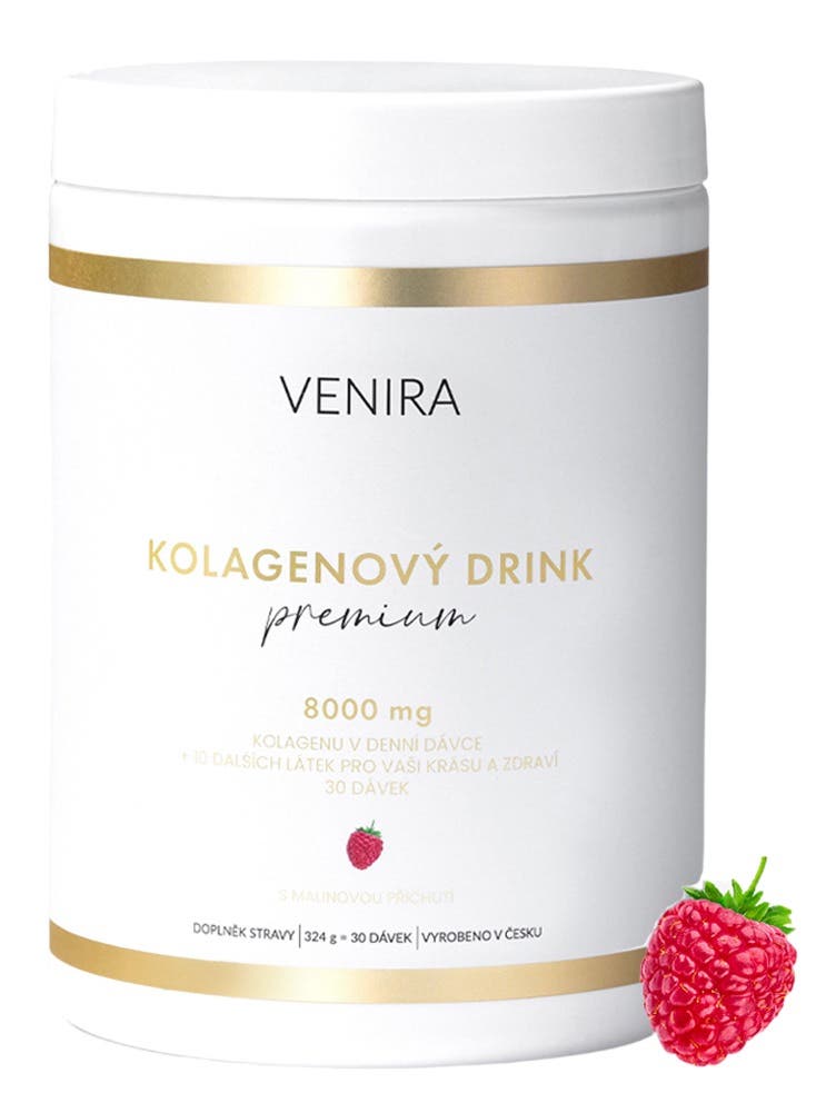 Venira Premium kolagenový drink pro vlasy, nehty, pleť s příchutí maliny 800 g