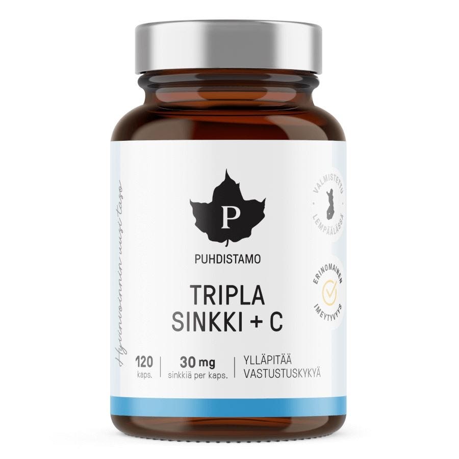 Puhdistamo Triple Zinc + Vitamin C – Vitamín C se Zinkem 120 kapslí