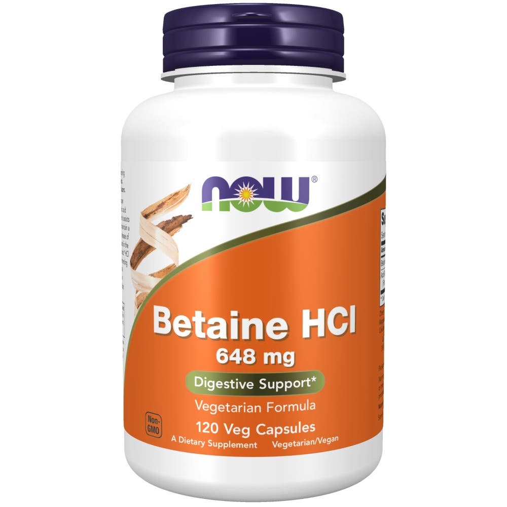 Now® Foods NOW Betaine HCl, vegetariánský, 648 mg, 120 rostlinných kapslí Obrázek