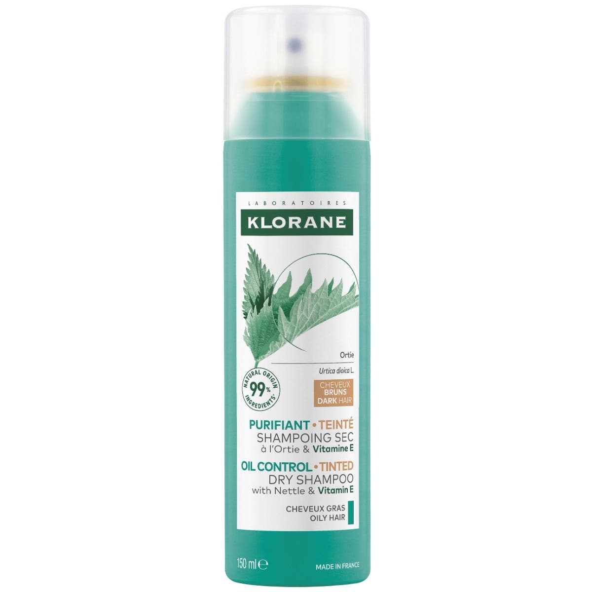 Klorane Seboregulační suchý šampon s kopřivou na tmavé mastné vlasy 150 ml Obrázek