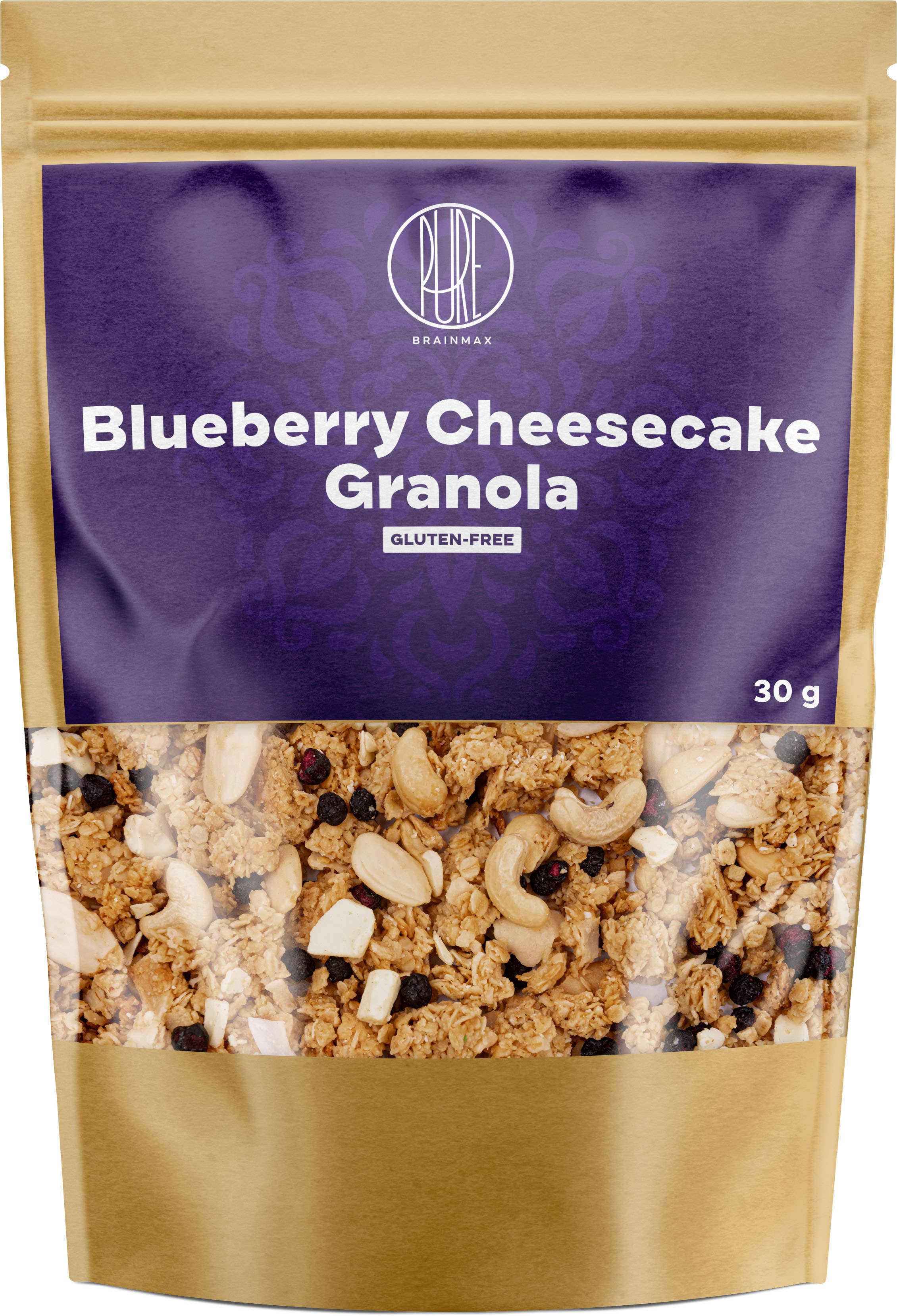BrainMax Pure Granola Blueberry Cheesecake - Borůvky a bílá čokoláda 30 g