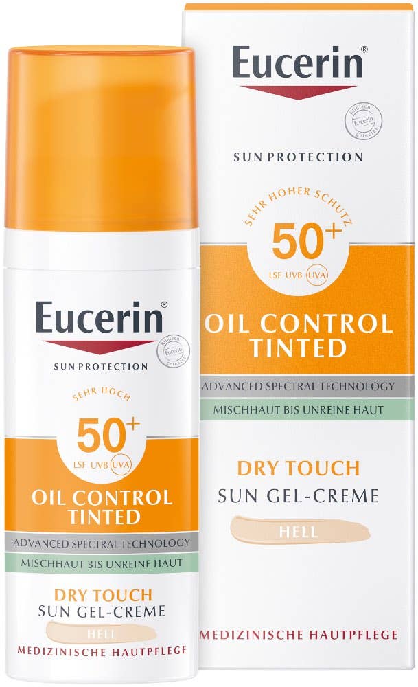 Eucerin Oil Control ochranný krémový gel na opalování na obličej SPF50+ světlý 50 ml koupíte na Vitalpoint.cz