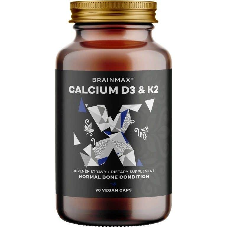 BrainMax Calcium D3 & K2, vápník s vitamínem D3 & K2, 90 rostlinných kapslí