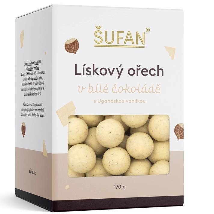 Šufan Lískový ořech v bílé čokoládě s ugandskou vanilkou 170 g