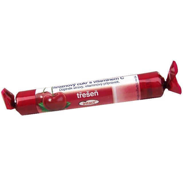 Intact Rolička hroznový cukr s vitamínem C třešeň 40 g