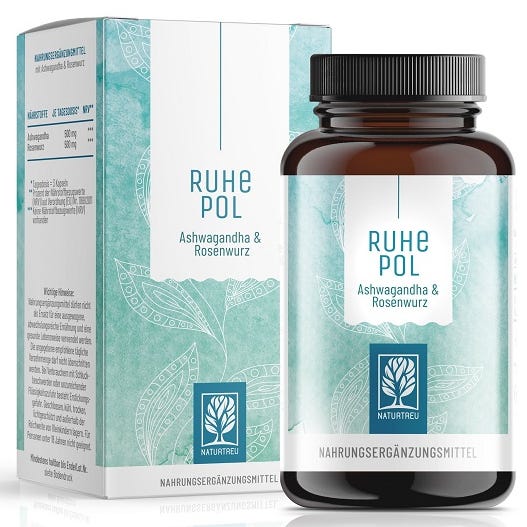 Naturtreu Ashwagandha a Rhodiola rosea pro klidnou duši 120 veganských kapslí