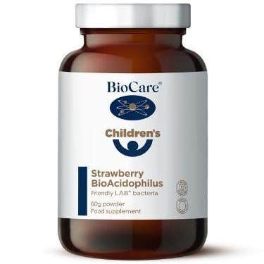 BioCare BioAcidophilus probiotika pro děti s jahodovou příchutí v prášku 60 g