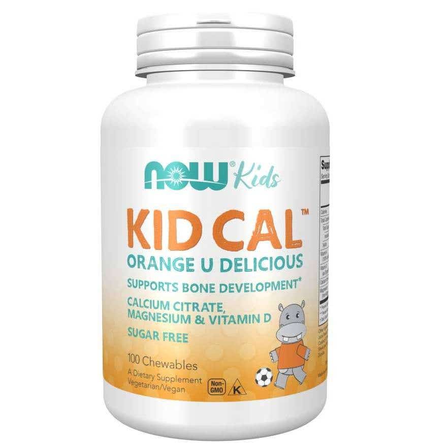 Now® Foods NOW Kid Cal, Orange, Vápník, Hořčík, Vitamín D pro děti, 100 bonbónů Obrázek