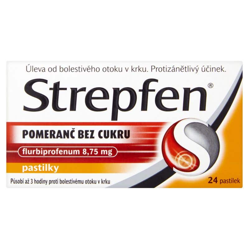 Strepfen Pomeranč bez cukru 8,75 mg pastilky 24 pastilek