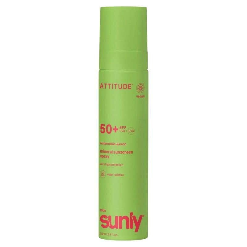 Attitude Sunly Dětský minerální opalovací krém ve spreji s vůní melounu a kokosu SPF 50 75 ml