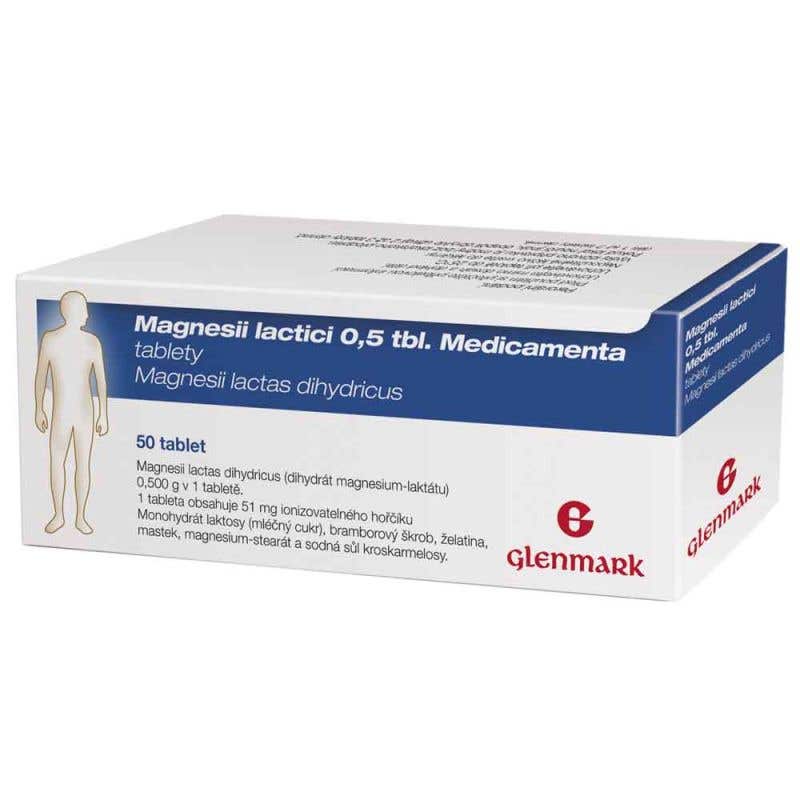 Glenmark Magnesii Lactici 0,5 tbl. Medicamenta 50 tabliet