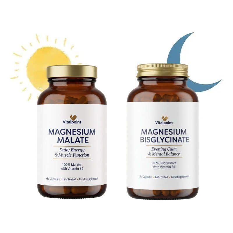 Vitalpoint Premium Balíček hořčíků – Magnesium Bisglycinate + Malate 180 kapslí
