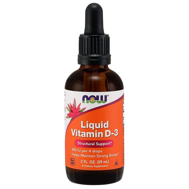 Now Foods Tekutý vitamin D3 100 IU v 1 kapce 59 ml