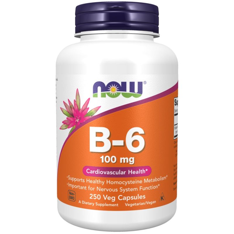 Now Foods Vitamin B6 Pyridoxin 100 mg 250 kapslí
