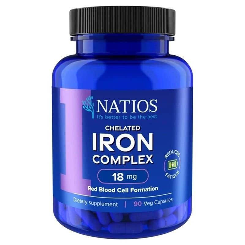 Natios Iron Chelated Complex – Železo bisglycinát 18 mg 90 veganských kapslí