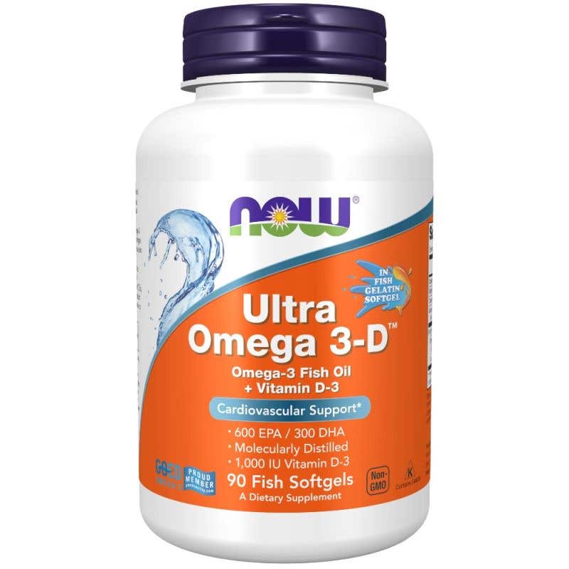 Now Foods Ultra Omega 3-D 600 EPA + 300 DHA + Vitamin D3 90 softgel kapslí