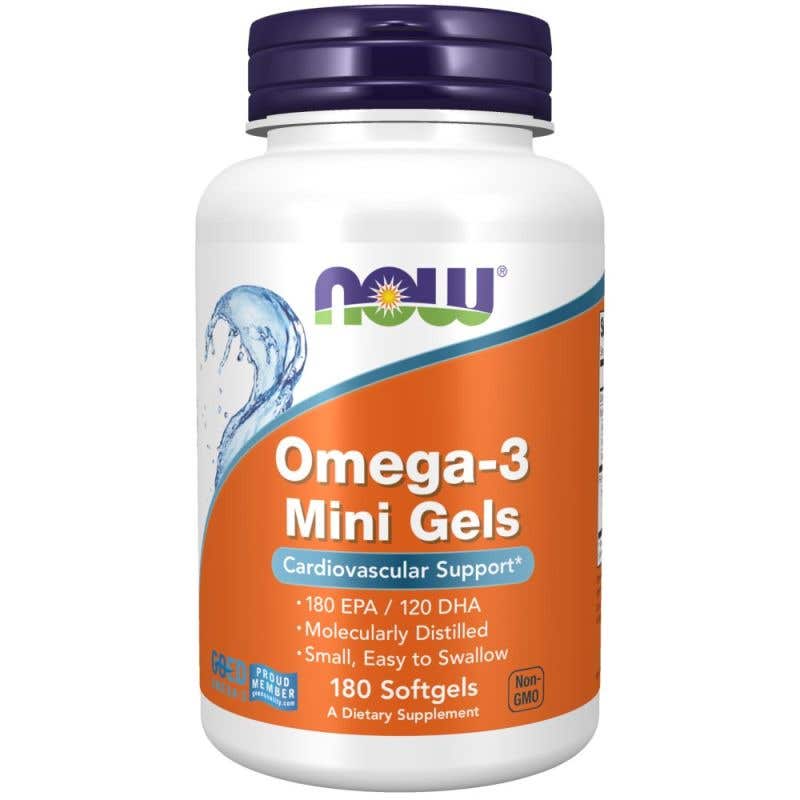 Now Foods Omega-3 Mini Gels EPA-DHA 500 mg 180 softgel kapslí