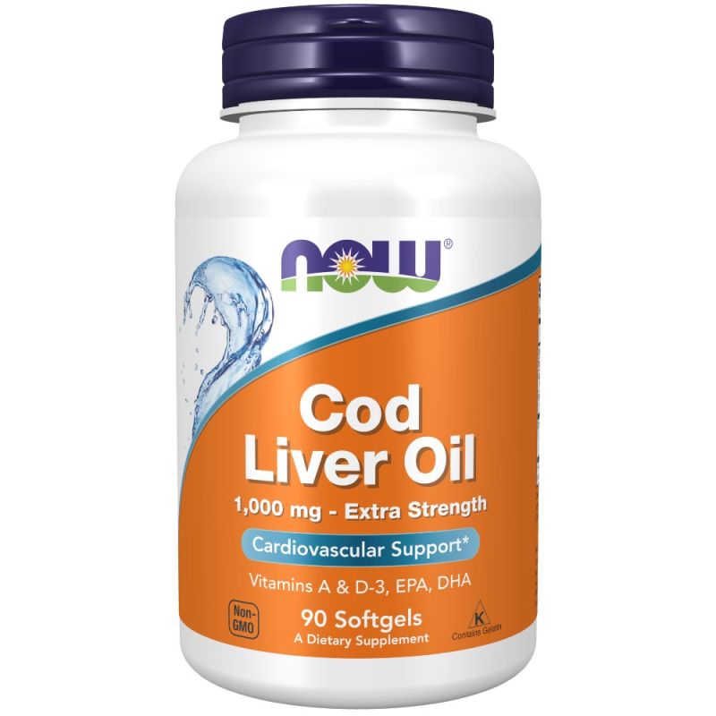 Now Foods Cod Liver Oil - olej z tresčích jater 1000 mg 90 softgel kapslí