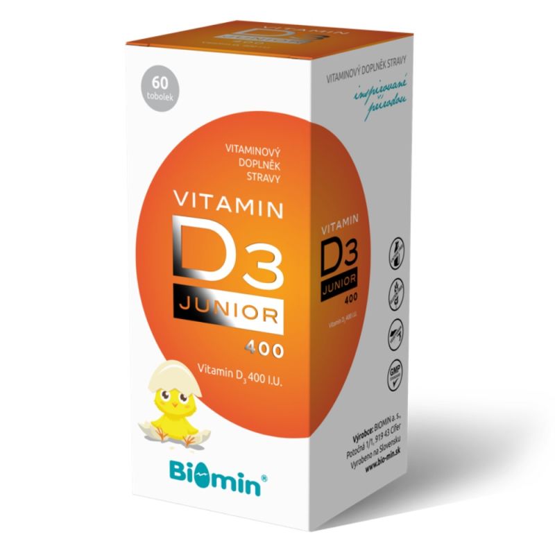 Biomin Vitamin D3 Junior pro děti 400 IU 60 kapslí