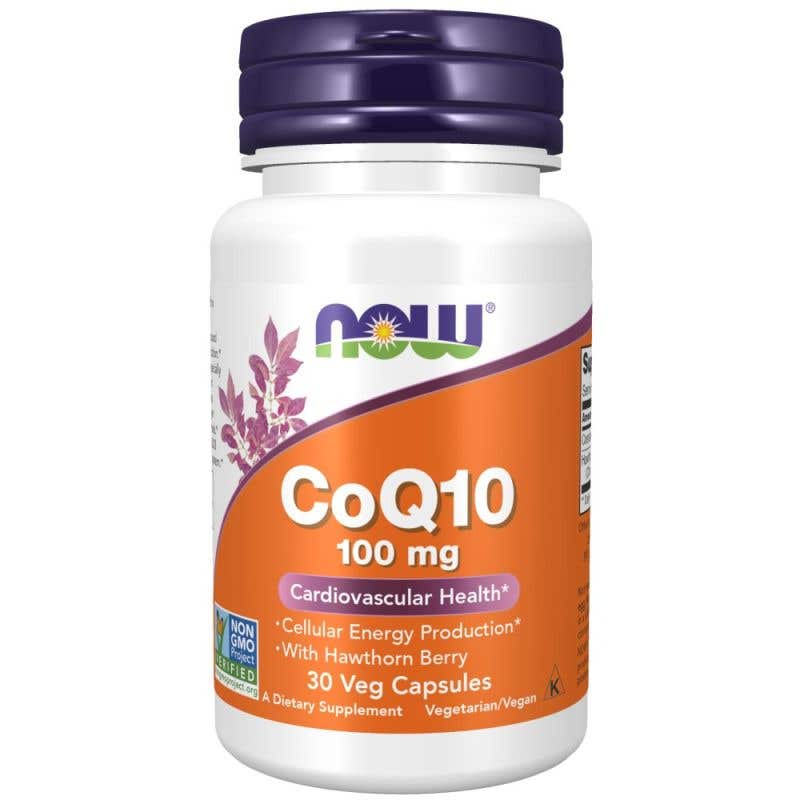 Now Foods CoQ10 - koenzym Q10 + Hawthorn Berry – hloh 100 mg x 30 rostlinných kapslí
