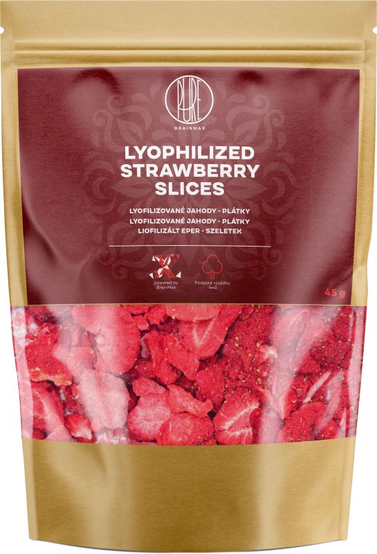BrainMax Pure Lyofilizované jahody plátky 45 g