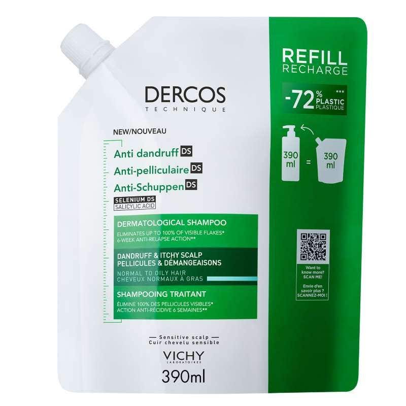 Vichy Dercos Šampon na lupy – normální a mastné vlasy - náplň 390 ml