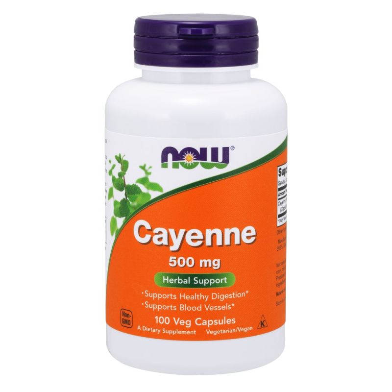 Now Foods Cayenne - Kajenský pepř 500 mg 100 rostlinných kapslí