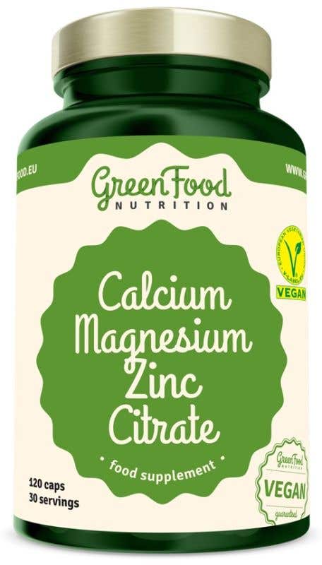 GreenFood Nutrition Calcium Magnesium Zinc citrate 120 kapslí