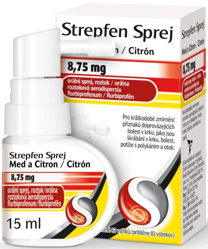Strepfen Sprej Med a Citron 8,75 mg orální sprej roztok 15 ml
