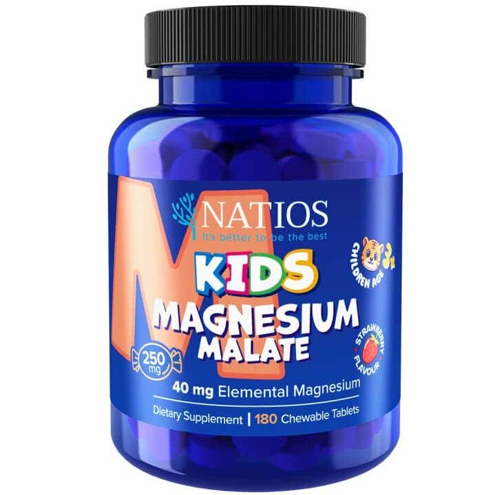 Natios Kids Magnesium Malate 250 mg 180 jahodových cmúľacích tabletiek