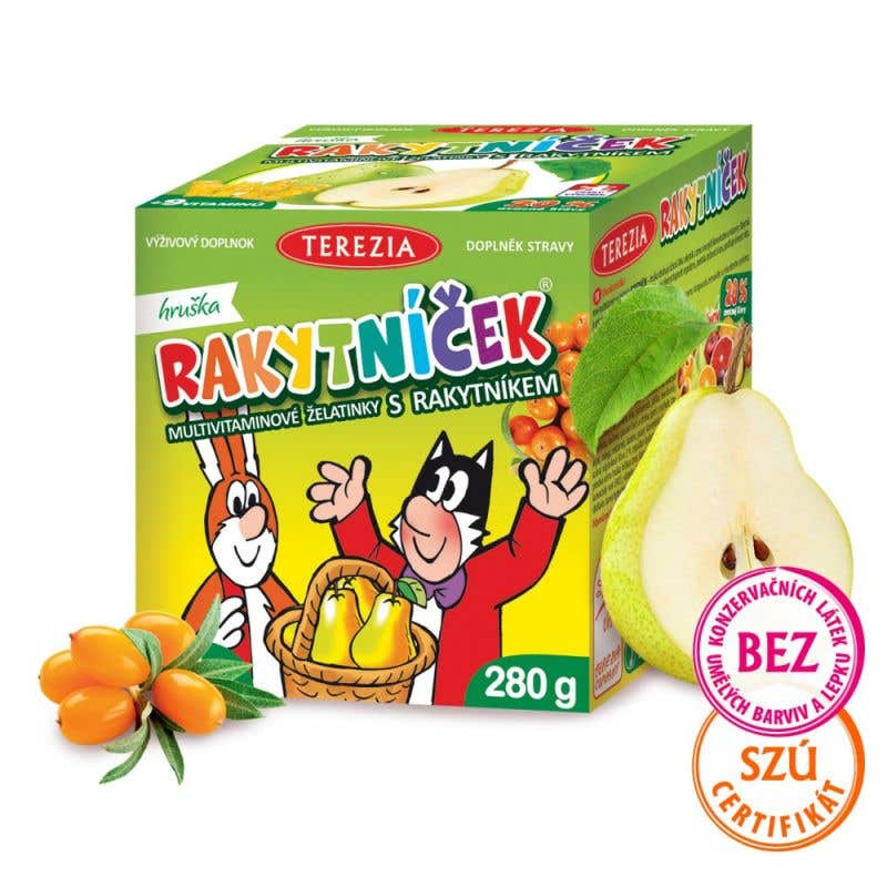 Terezia Rakytníček multivitamín želatinky s rakytníkem hruška 70 ks