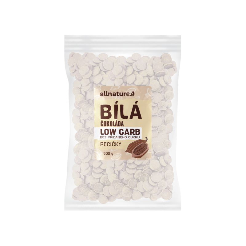Allnature LOW CARB Čokoláda bílá pecičky 500 g