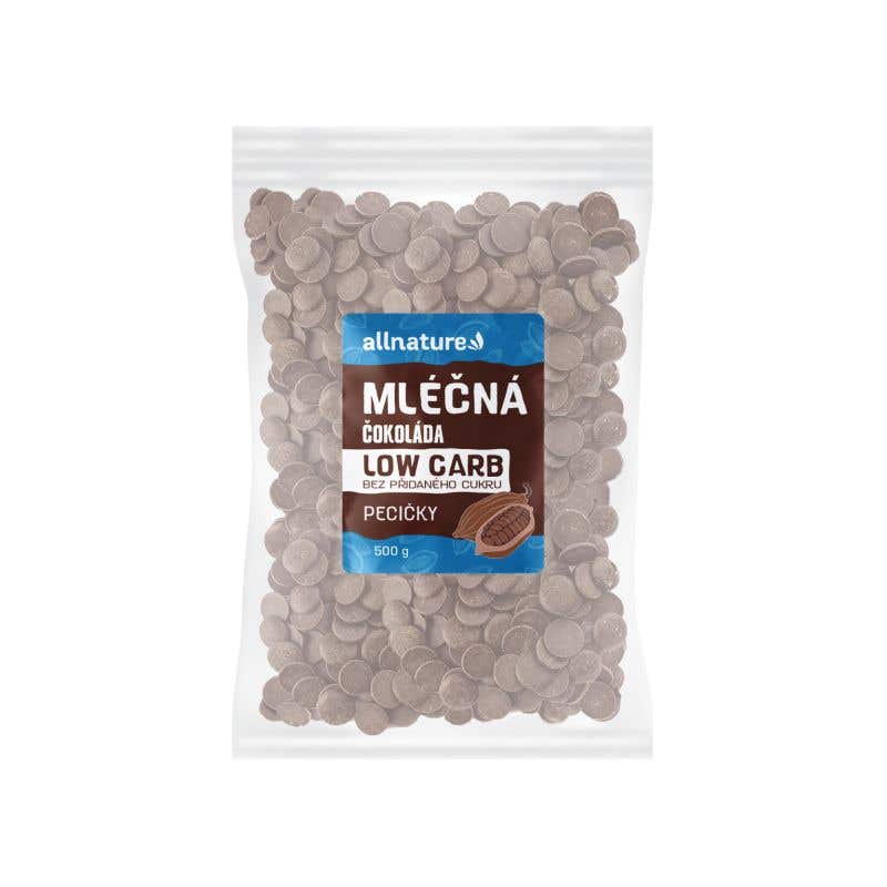 Allnature LOW CARB Čokoláda mléčná pecičky 500 g