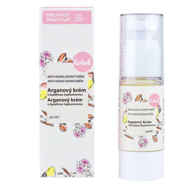 Kvitok Arganový krém s kyselinou hyaluronovou 30+ 30 ml