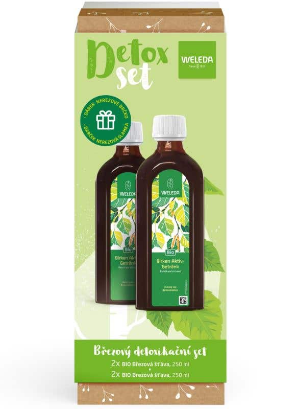 Weleda Březový detoxikační set s nerezovým brčkem BIO 2x 250 ml