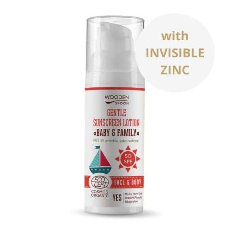 Wooden Spoon Opalovací tělové mléko Baby & Family SPF 50 BIO 50 ml