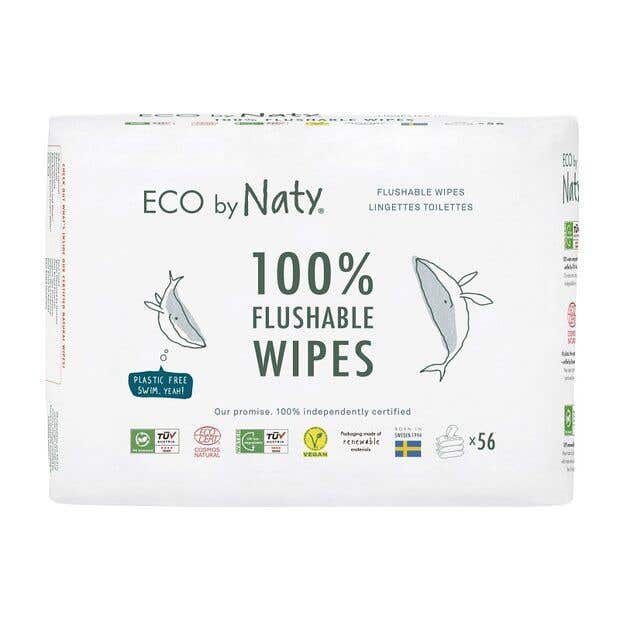 Eco by Naty Vlhčené ubrousky splachovatelné bez vůně 3 x 56 ks
