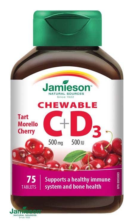 Jamieson Vitamíny C a D3 třešeň cucací 75 tablet