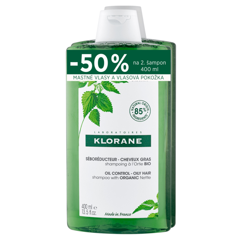Klorane Šampon s BIO kopřivou na mastné vlasy Duo 2x 400 ml