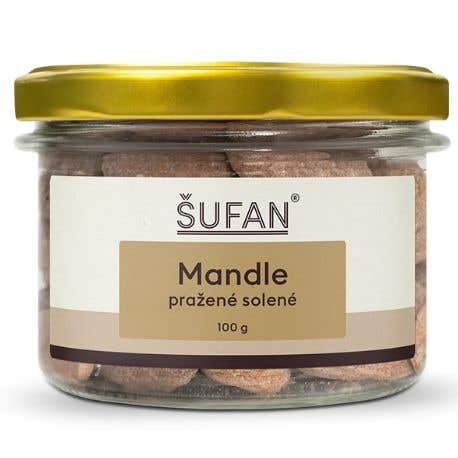 Šufan Mandle pražené solené ve skle 100 g