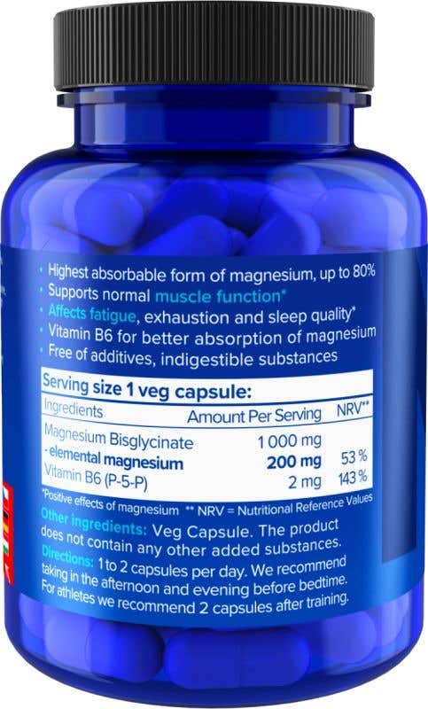 Natios Magnesium Bisglycinate 1000 mg + B6 90 kapslí