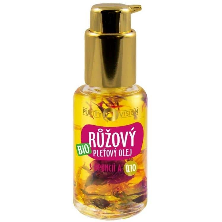 Purity Vision Růžový omlazující pleťový olej s opuncií, arganem, jojobou a Q10 BIO 45 ml