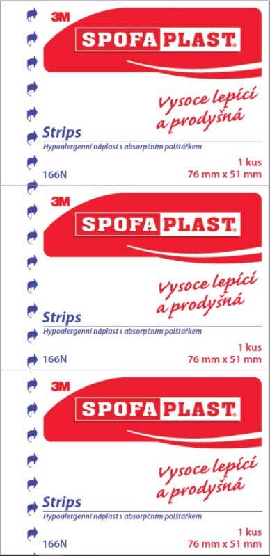 3M Spofaplast 166N Kusová náplast z netkané textilie 7,6 cm x 5,1 cm 3ks