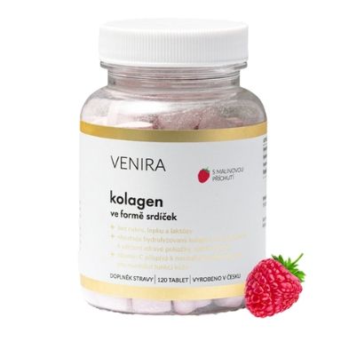 Venira Kolagen ve formě srdíček malina 120 srdíček