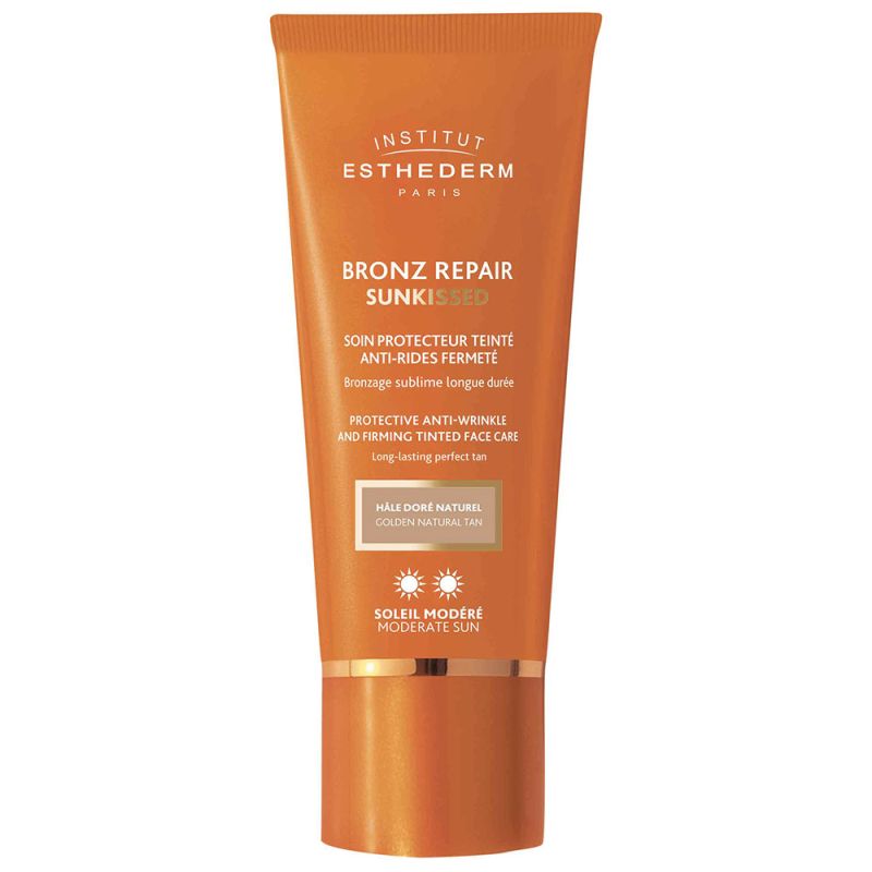 Institut Esthederm Bronz Repair Sunkissed moderate sun - Tónovaný opalovací krém na obličej pro mírné slunce 50ml