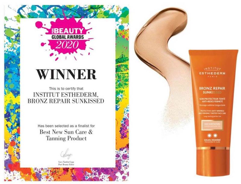 Institut Esthederm Bronz Repair Sunkissed moderate sun - Tónovaný opalovací krém na obličej pro mírné slunce 50ml